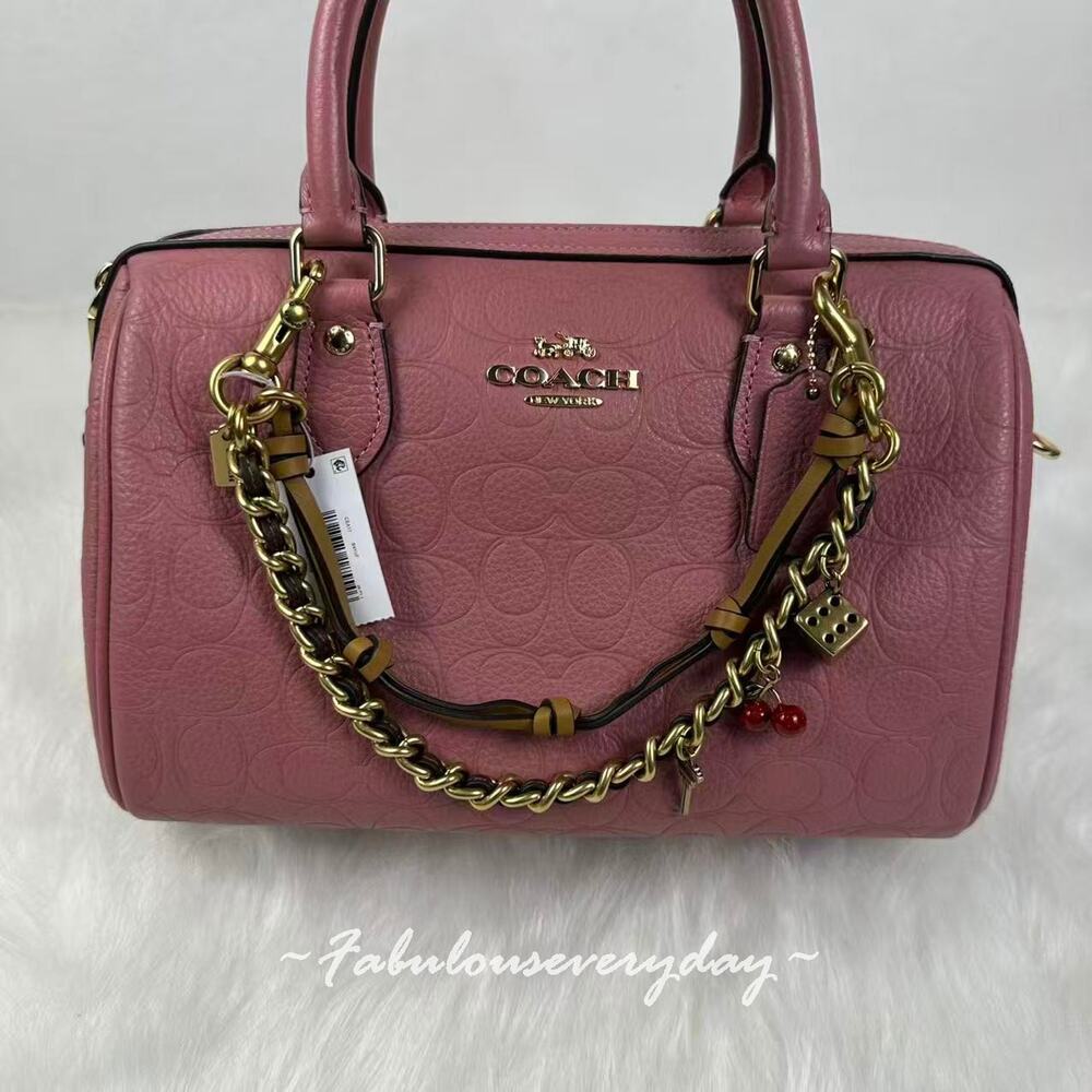 Coach Swag Bag Charm In Brass/Maple Honey Brown CEA17 NWT